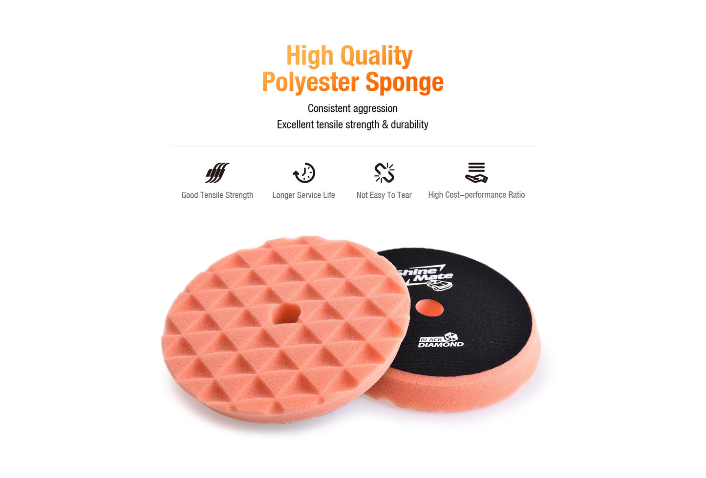 ShineMate Orange Foam Pad 5" - Light (6" Face)