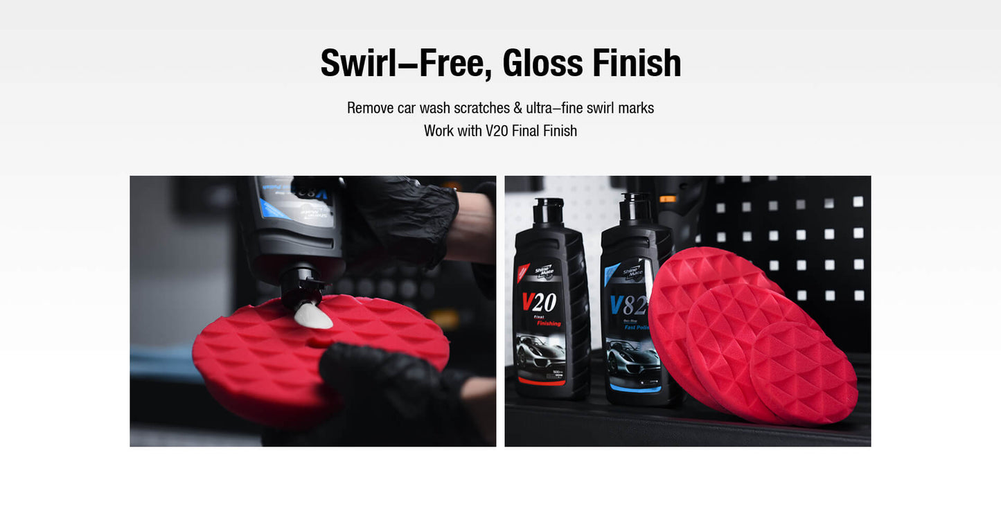 ShineMate Red Foam Pad 6" - Finishing (7" Face)