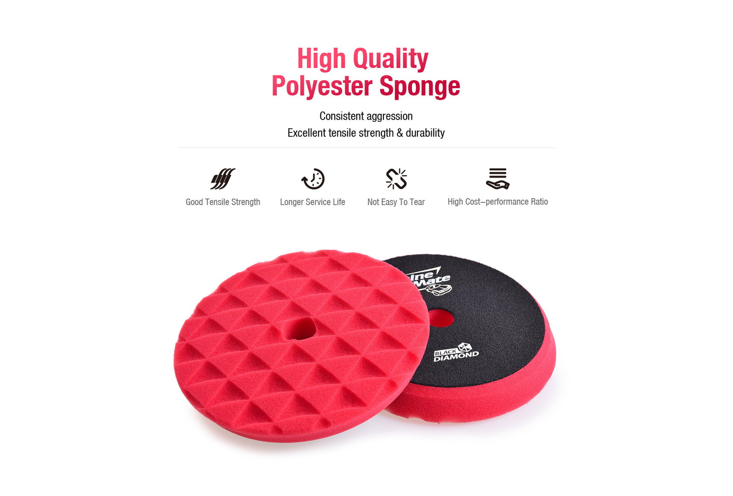 ShineMate Red Foam Pad 6" - Finishing (7" Face)