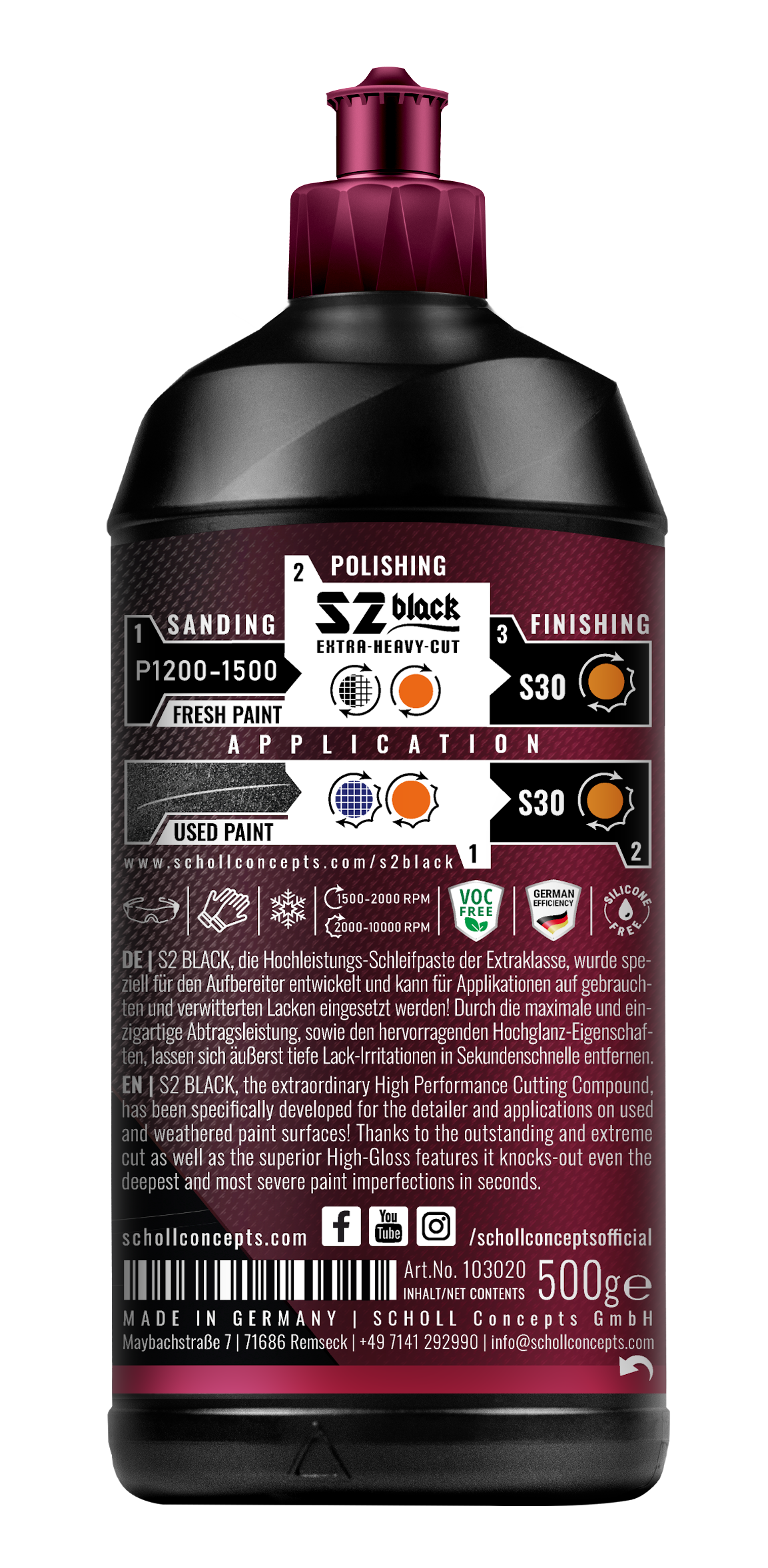 Scholl S2 Black Extra Heavy Cut Compound 500g