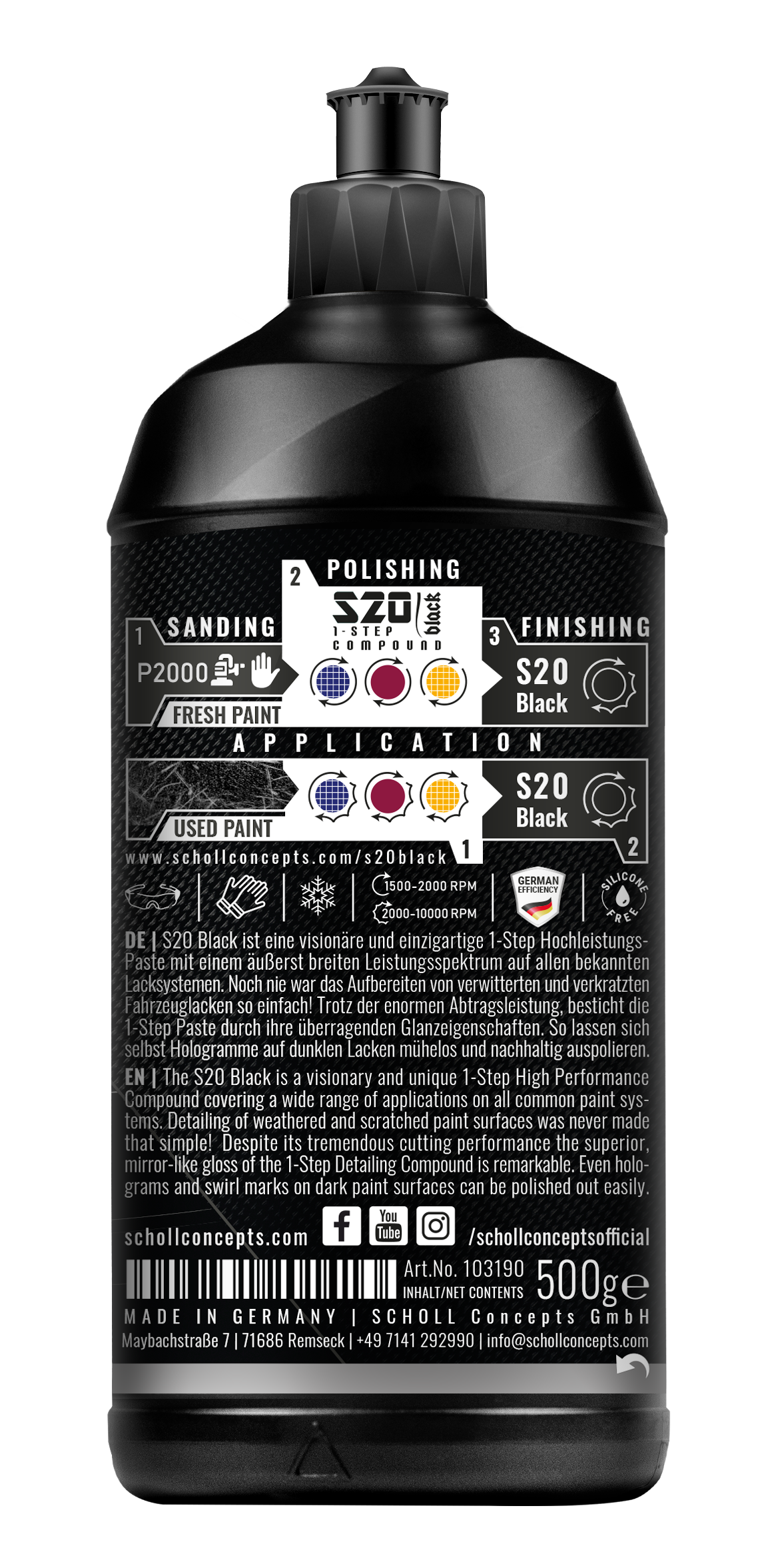 Scholl S20 Black Real 1-Step Compound 500g