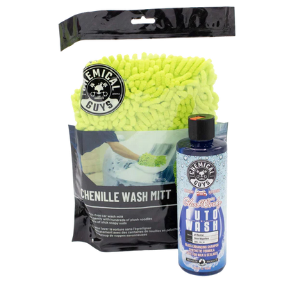 Chemical Guys Glossworkz Auto Wash Shampoo & Chenille Wash Mitt Bundle / Kit