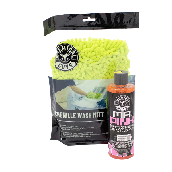 Chemical Guys Mr Pink Shampoo Car Wash & Chenille Wash Mitt Bundle / Kit