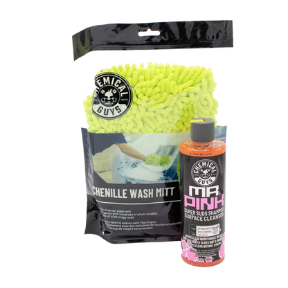 Chemical Guys Mr Pink Shampoo Car Wash & Chenille Wash Mitt Bundle / Kit