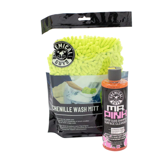 Chemical Guys Mr Pink Shampoo Car Wash & Chenille Wash Mitt Bundle / Kit