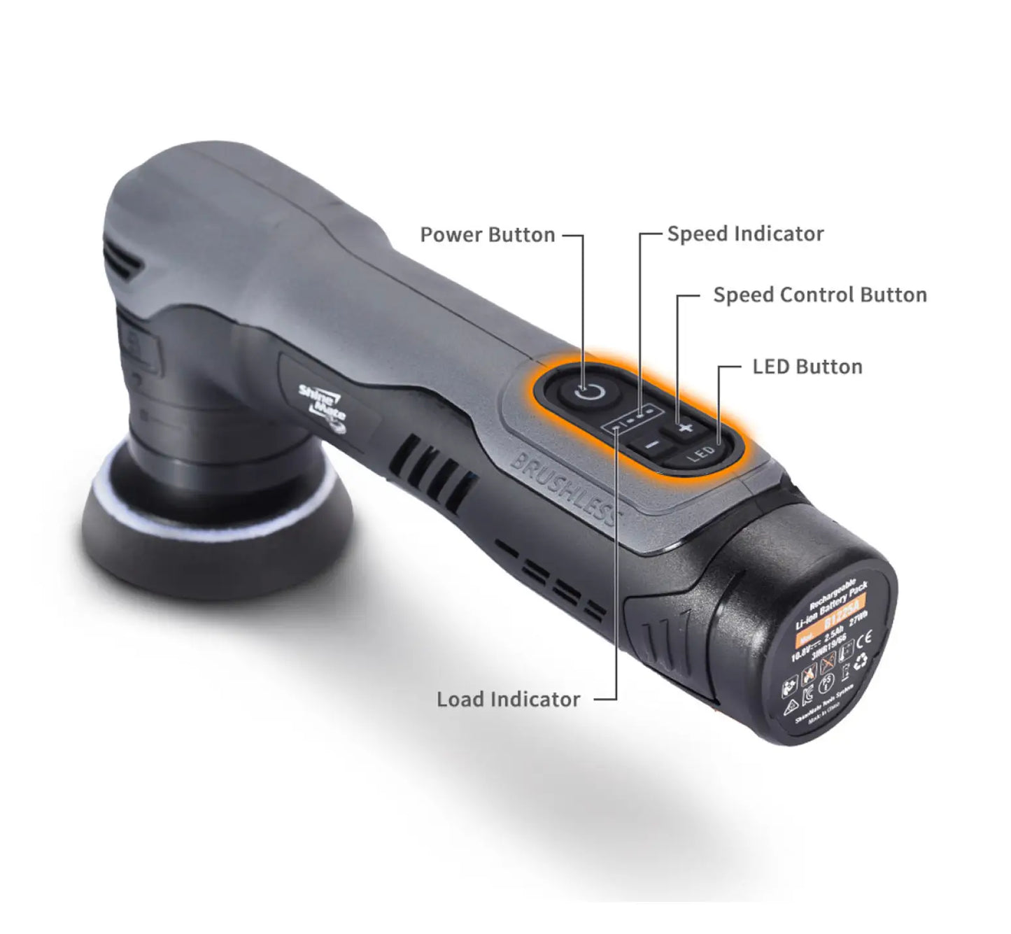 Shinemate EB210 Mini Polisher Kit Multi-Function Cordless Detailing Kit